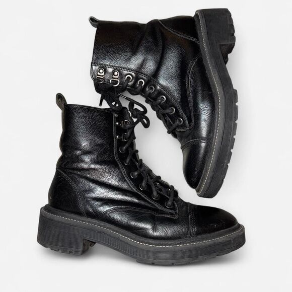 River Island Women's Black Laced and Zipper Combat Boots - Picture 1 of 7
